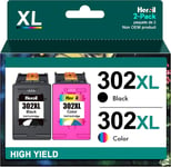 302 XL 302XL Cartouches d'encre Remplacement pour HP 302 noir et couleur pour HP Envy 4520 4522 4525 Officejet 3830 3834 4650 4652 DeskJet 1110 2130 3630 3632 3634 (2-Pack) )