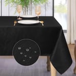 Nappe Anti Tache Carrée 80x80 Cm Noir Nappe Extérieurs Impermeable Jardin Nappe À Motif Ondulé Jacquard Moderne Nappe Tissu De Protection Table Pour Noel, Anniversaires, Fete, Mariage