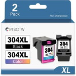 Lot de 2 Cartouches d'encre compatibles 304 pour HP 304XL 304 XL Haut rendement (Noir et Couleur) pour Ordinateur de Bureau 2620 2625 2630 2635 2655 3700 3720 3755 Envy 5010 5020 50522 5055