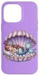 Coque pour iPhone 14 Pro Max Sirène Lilas Violet Sleepy Coquillage Sous L'eau