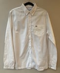 Men's Lacoste Shirt Size 40 Regular White Cotton Long Sleeves