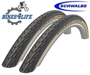 2 Schwalbe Road Cruiser 27 x 1 1/4 Amber Wall  Gumwall Tyres & Schrader Tubes