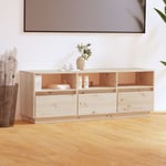 The Living Store - Meuble tv 140x37x50 cm Bois de pin massif Brun