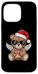 Coque pour iPhone 14 Pro Max Bonnet de Père Noël avec ours en peluche - Vintage Boba Tea