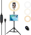 Compatible for iPad 10" Selfie Ring Light with Tripod Stand and Phone Holder, PACEARTH Dimmable LED RingLight with Remote Shutter for Youtube, Live Stream, Photography, Makeup, Video Call