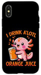 Coque pour iPhone X/XS Je bois du jus d'orange A'lotl Funny Axolotl Kawaii