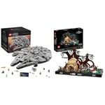 LEGO 75192 Star Wars Millennium Falcon, UCS Set for Adults, Model Kit to Build with Han Solo & Star Wars Dagobah Jedi Training Diorama 75330 Creative Building Kit