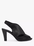 Carvela Arabella Snakeskin Effect Leather Open Toe Court Shoes, Black