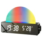 Jusch - Horloge led numérique avec simulation de lever de soleil, avec radio fm et lumière réglable, Affichage numérique, Température, Alarme, pour