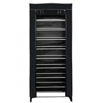 M-Home | Armoire à Chaussures / 10 niveaux (25 Paires) | Polyester | Noir | 60 x 19 x 153 cm | EVE747-01