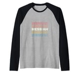 I Love Messiah Personalized Retro Sunset First Name Raglan Baseball Tee