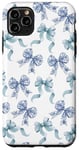 Coque pour iPhone 11 Pro Max Nœuds en toile bleue et blanche pour femme