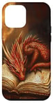 iPhone 12 mini Aesthetic Gothic Red Dragon Reading Book Painting Bookish Case