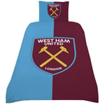 West Ham United Single Duvet Cover Set Football Club Sky Reversible Bedding