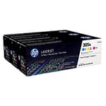 HP 305A Original Toner Cartridge CF370AM Cyan, Magenta, Yellow Multipack Pack of 3