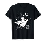 Cat Paper Plane Moon Children Cute T-Shirt