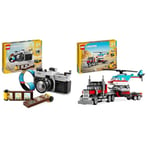 LEGO Creator 3-en-1 L’Appareil Photo Rétro, Jouet avec 3 Modèles pour Filles et Garçons & Creator 3-en-1 Le Camion Remorque avec Hélicoptère, Set de Véhicules avec Jouet d'Hélicoptère