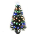 WeRChristmas 3 ft Pre-Lit Fibre Optic Christmas Tree with LED Lights and Star, Green/ White