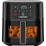 Chefman Air Fryer – 5.7L Compact Airfryer for Quick, Easy Meals, Features Hi-Fry Technology for Extra Crisp, Easy-View Window, Touch Controls with 4 Presets, Nonstick & Dishwasher Safe Basket - Black