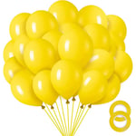 Gula Ballonger 12 Tum, 100-pack Gula Latexballonger För Födelsedag Baby Shower Jul Minioner Bi Fest Dekorationer (med Gult Band)