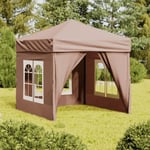 "BEST"Tente barnum robuste - Tente de réception pliable avec parois - Taupe 2x2 m FR76698