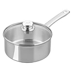 Tala Performance Stainless Steel Cookware 20cm Saucepan with Glass lid. Made in Portugal, with Guarantee, Suitable for All hob Types Including Induction (10A14339) Polished Mirror Shine Finish