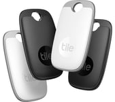 TILE Pro (2022) Bluetooth Tracker - Black & White, Pack of 4, Black,White