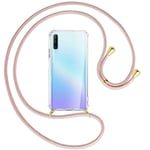 Collier pour Huawei P Smart Pro 2019 or rose (O) Etui Coque antichoc avec cordon