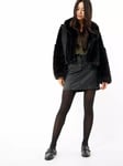 Women’s Hugo Boss Faux Fur Cropped Jacket Coat Black UK Size 8 / Small RRP £269