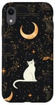 Coque pour iPhone XR Carte de Tarot Vintage Croissant de Lune Chat Noir Chapeau Sorcière