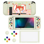 PlayVital ZealProtect Soft Protective Case for Nintendo Switch, Flexible Cover Protector for Switch with Screen Protector & Thumb Grip Caps & ABXY Direction Button Caps - Cherry Bunny & Cherry Bear