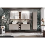 Meuble sous lavabo de salle de bain - Gris galet - L60-H46-P45,6 - klaus + Plan de vasque en bois chêne santa fe L-60-P46-H2,5 - Gris galet (taupe)