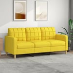Canapé ou Sofa 3 Places 180 cm Tissu Jaune. Avec Pied en bois. Confort et qualité - Jaune