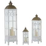 Lanterns Alexandra House Living White Wood Crystal Fir wood [3 Pieces]