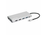 Manhattan 130660, Koblet Med Ledninger (Ikke Trådløs), Usb 3.2 Gen 1 (3.1 Gen 1) Type-C, 100 W, 10,100,1000 Mbit/S, Aluminium, Microsd (Transflash), Sd, Sdhc, Sdxc