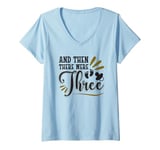 Womens And Then There Were Three Pregnancy Announcement V-Neck T-Shirt