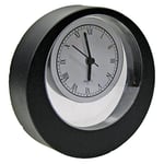 REILA Horloge de Bureau Excentrique, Noir Brillant, 4 x 15 x 15 cm