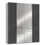 Armoire penderie LISEA 2 portes verre anthracite 2 portes miroir 200 x 236 cm HT