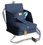 Roba Réhausseur de Chaise pour Bébé - de 6 Mois à 3 Ans - jusqu'à 15 kg - Coussin Gonflable pour Maison et Voyage - Convient à Toutes les Chaises avec Dossier, Bleu