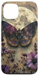 iPhone 13 Aesthetic Purple Luna Moth Butterfly Cottagecore Floral Moon Case