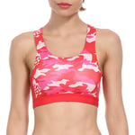 QIANZI Sports Bra for Women,Camouflage Criss-Cross Back Padded Strappy Sports Bras Medium Support Yoga Shockproof Workout Bra red-L