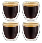 Creano Double Walled Espresso Glasses 100ml - Insulated Coffee Cups - Handmade Heat Resistant Glass - 4 pcs (Pack of 1)