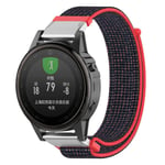 Garmin Fenix 5S tarranauha nylon - Punainen / Musta