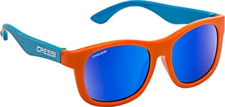 Cressi Teddy Sunglasses Lunettes de Soleil Enfant Polarisé Unisexe-Bébé, Azur Vagues/Orange/Verres Miroirs Bleu, 3-5 Ans