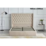 Lit 2 places cloute coffre Beige 160X200 cm - Beige