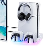 Rgb Kit De Montage Mural Avec Double Station De Charge Pour Ps5, Support D'étagère Compatible Avec Les Consoles Ps5 Et Nouvelles Ps 5 Slim, Avec Support Pour Casque