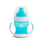 Munchkin Tasse Bébé Gentle Transition, Tasse avec Poignées et Couvercle pour Bébé, Tasse Antifuites sans BPA, Compatible Lave-Vaisselle, Tasse Silicone pour Enfant dès 4 mois - 118 ml, bleu