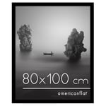 Americanflat Cadre Photo 80x100 cm en Noir - Bois D'ingénierie avec Verre Résistant aux Chocs et Matériel de Suspension - Formats Horizontaux et Verticaux pour Mur