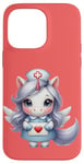 Coque pour iPhone 14 Pro Max Valentine Unicorn Caring Nurse Love Healthcare Poney magique