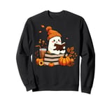 Cute Ghost Reading Book Lovers Halloween Ghost Coffee Cozy Sweatshirt